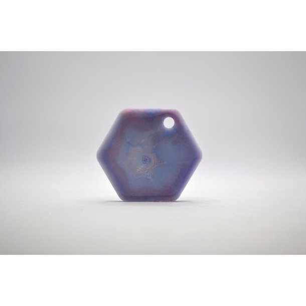 Hundetegn, stort hexagon, lille, bl og lyserd shimmer