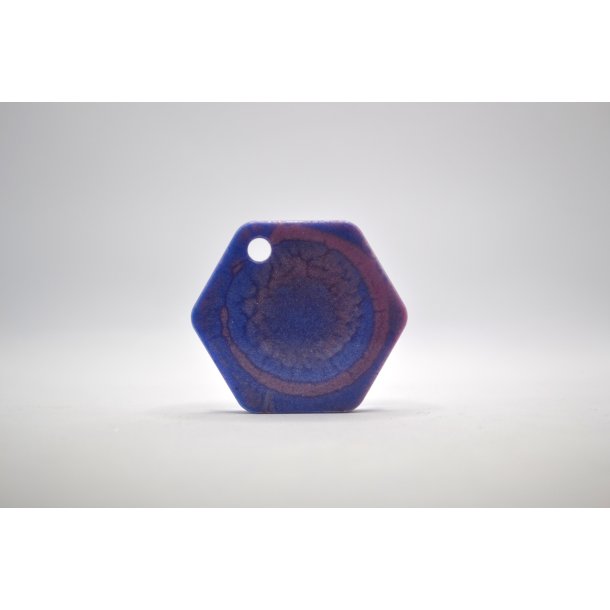 Hundetegn, stort hexagon, lille, bl og lyserd shimmer