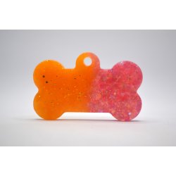 Hundetegn, stort kdben, orange og pink med glitter