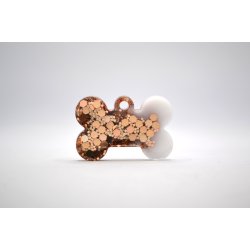 Hundetegn, lille kdben, hvid med guld glitter