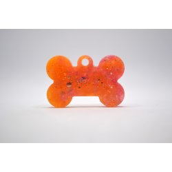 Hundetegn, lille kdben, orange og lyserd med glitter