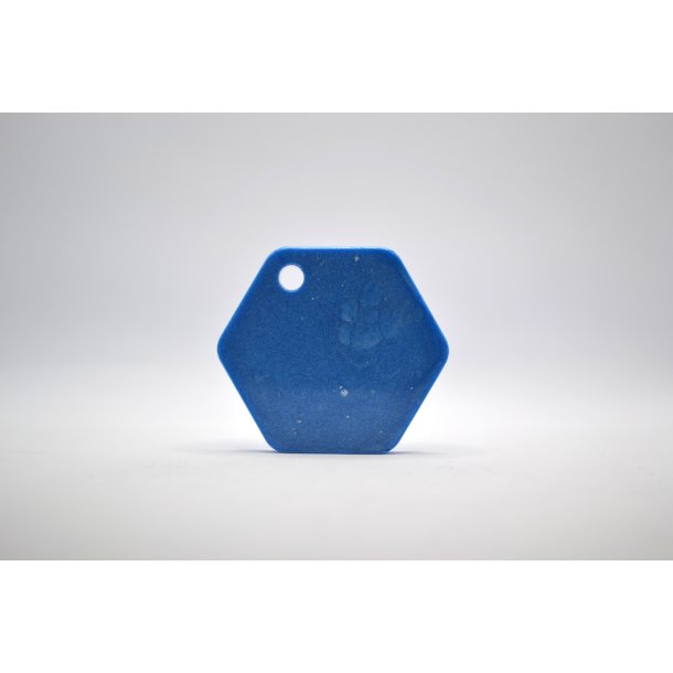 Hundetegn, stort hexagon, bl shimmer