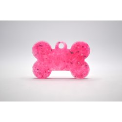 Hundetegn, lille kdben, pink med glitter