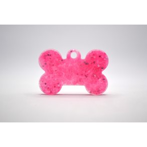 Hundetegn, lille kdben, pink med glitter