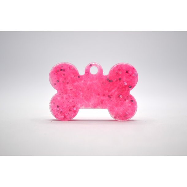 Hundetegn, lille kdben, pink med glitter