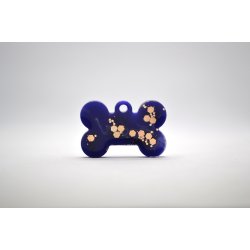 Hundetegn, lille kdben, lilla, hvid og guld glitter