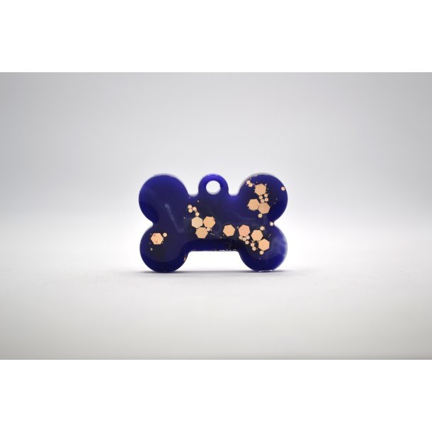 Hundetegn, lille kdben, lilla, hvid og guld glitter