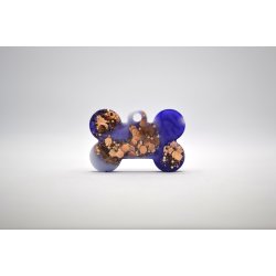 Hundetegn, lille kdben, lilla, hvid og guld glitter