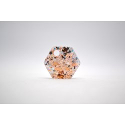 Hundetegn, lille hexagon, multifarvet og guld glitter