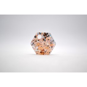 Hundetegn, lille hexagon, multifarvet og guld glitter