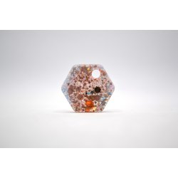 Hundetegn, lille hexagon, multifarvet og guld glitter