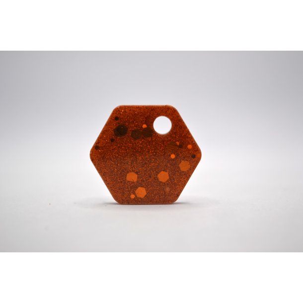 Hundetegn, lille hexagon, guld med glitter