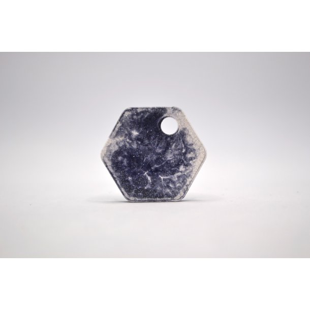 Hundetegn, lille hexagon, gr med hvid glimmer