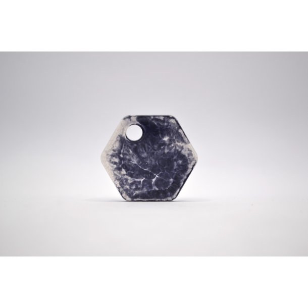 Hundetegn, lille hexagon, gr med hvid glimmer