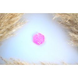 Hundetegn, lille hexagon, pink glimmer let gennemsigtig