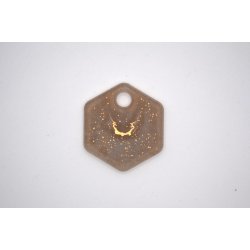 Hundetegn, lille hexagon, guld shimmer