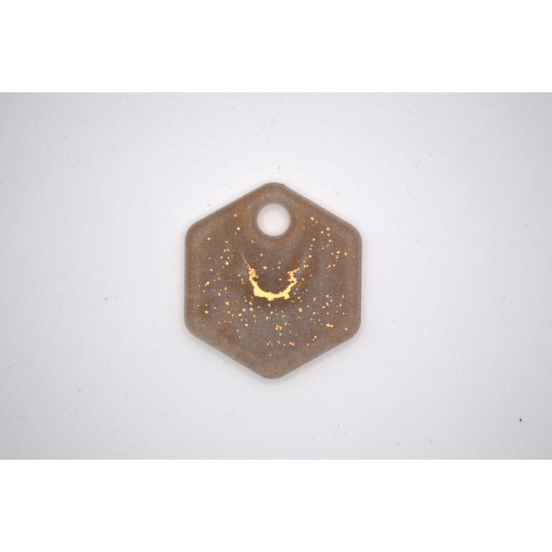 Hundetegn, lille hexagon, guld shimmer