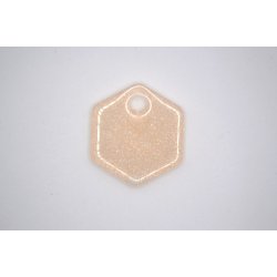 Hundetegn, lille hexagon, beige med hvid glitter