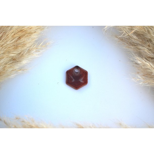 Hundetegn, lille hexagon, caramel og hvid