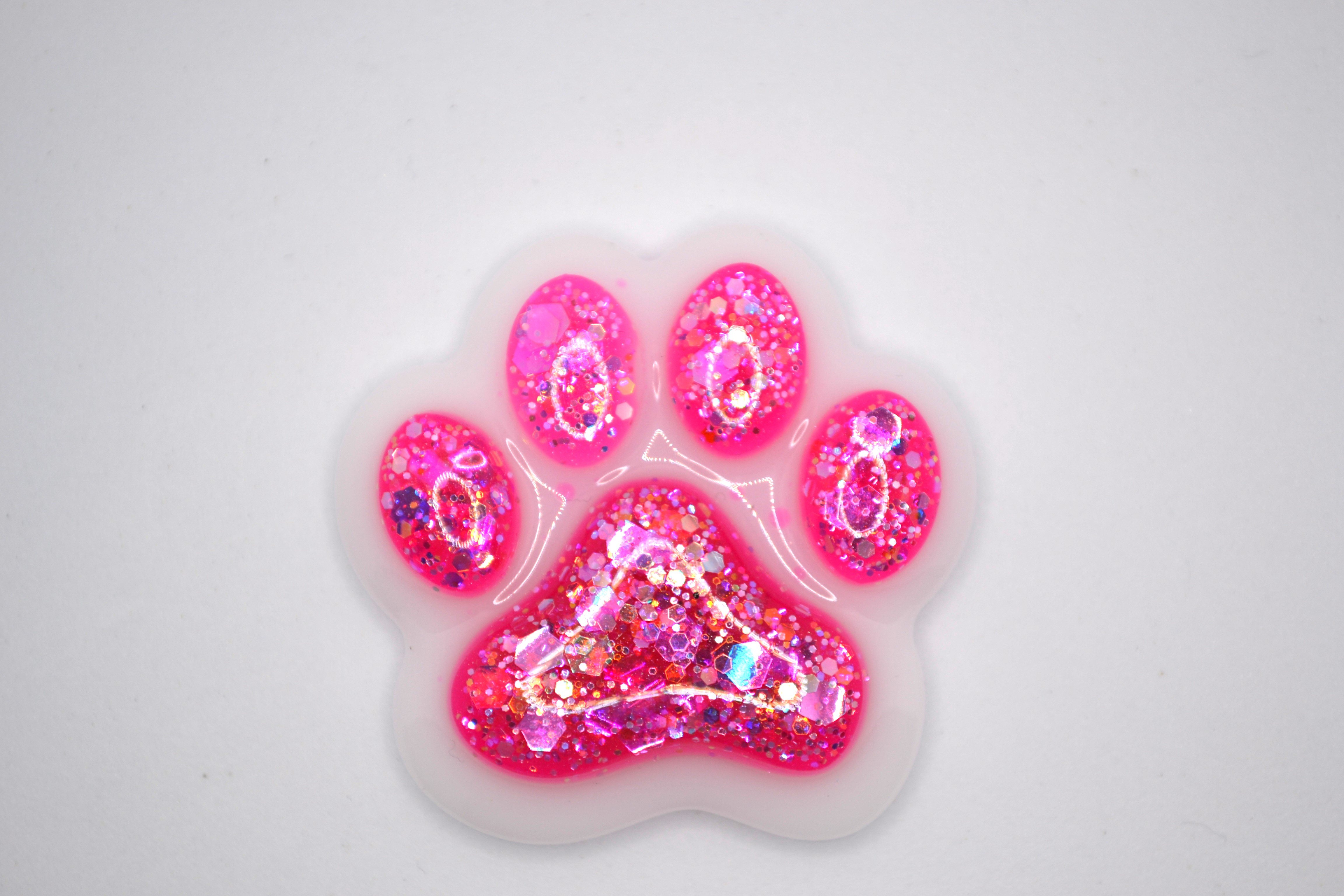 Nglering, pote, hvid med pink og glitter