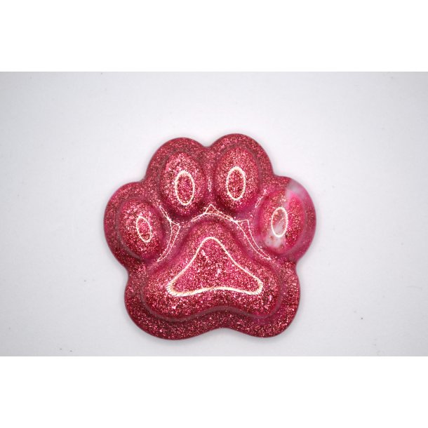 Nglering, pote, mrk pink glitter med hvid