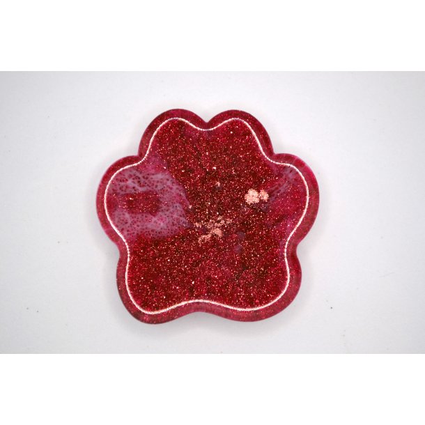 Nglering, pote, hvid med pink og glitter