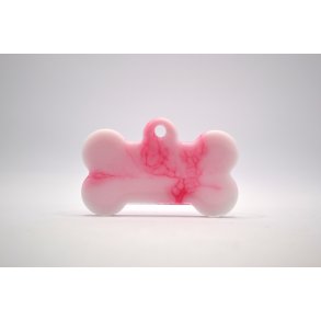 Hundetegn, stort kdben, hvid med lyserd shimmer