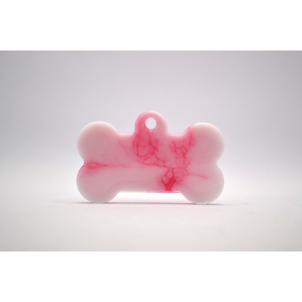 Hundetegn, stort kdben, hvid med lyserd shimmer