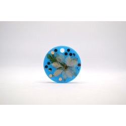 Hundetegn, stor rund, bl med blomst og guld flager