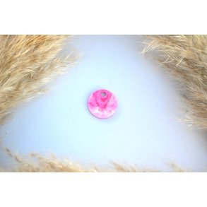 Hundetegn, lille rund, lyserd og hvid