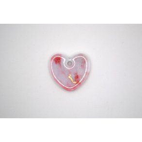 Hundetegn, lille hjerte, rd og hvid med lidt guld