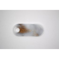 Hundetegn, afrundet rektangel, hvid med guld