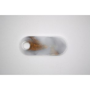 Hundetegn, afrundet rektangel, hvid med guld