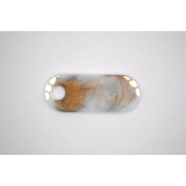 Hundetegn, afrundet rektangel, hvid med guld