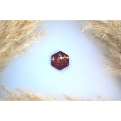 Hundetegn, lille hexagon, rdlig med guld flager