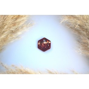 Hundetegn, lille hexagon, rdlig med guld flager