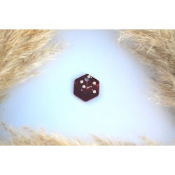 Hundetegn, lille hexagon, rdlig med guld flager