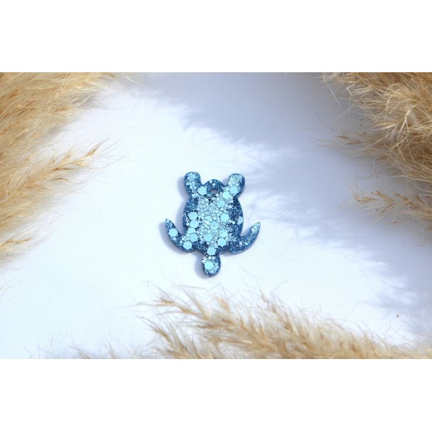 Hundetegn, lille skildpadde, bl glitter