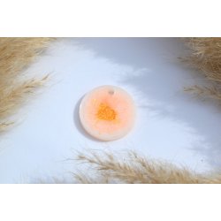 Hundetegn, stor rund, gul glitter med hvid