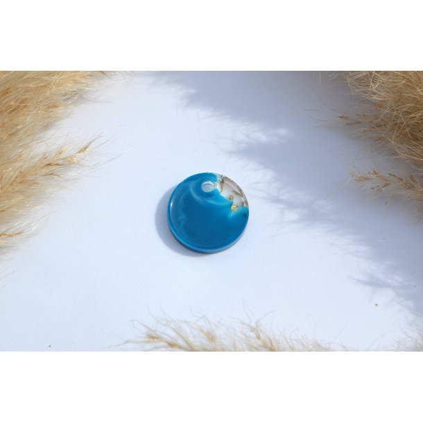 Hundetegn, mellem rund, turkeis, bl, hvid, bladguld