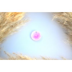 Hundetegn, lille rund, hvid med pink glitter