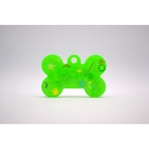 Hundetegn, lille kdben, neon grn med charms