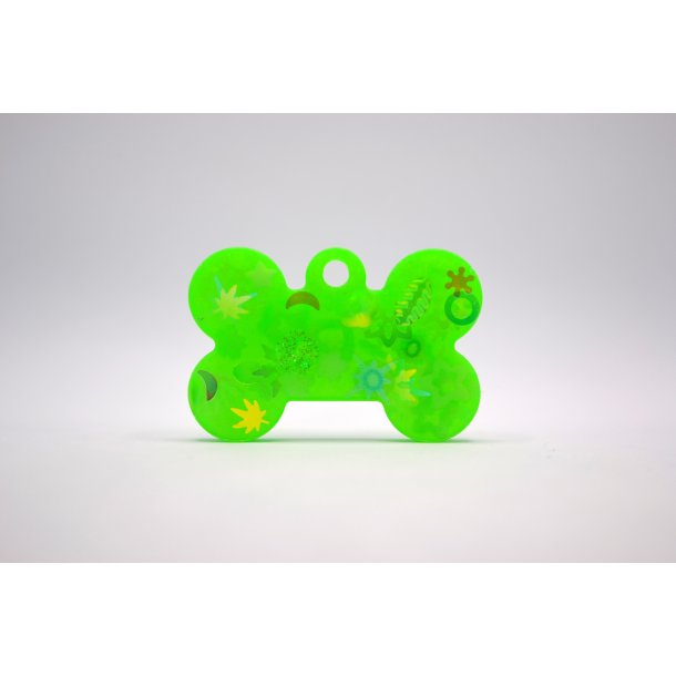 Hundetegn, lille kdben, neon grn med charms