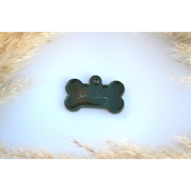 Hundetegn, stort kdben, grn shimmer med bladguld