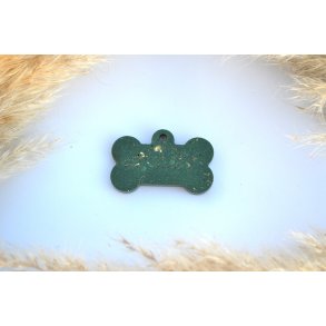 Hundetegn, stort kdben, grn shimmer med bladguld