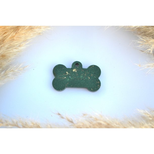 Hundetegn, stort kdben, grn shimmer med bladguld
