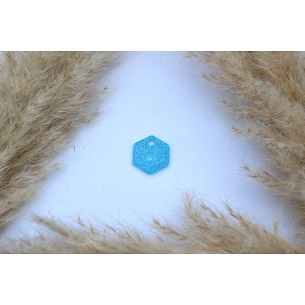 Hundetegn, lille hexagon, bl glitter