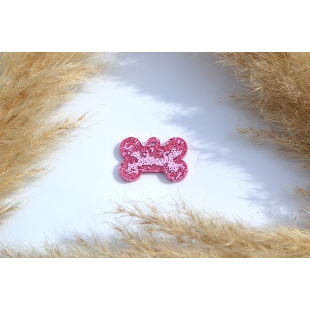 Hundetegn, lille kdben, pink glitter