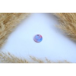 Hundetegn, mini rund, bl lilla og lyserd shimmer