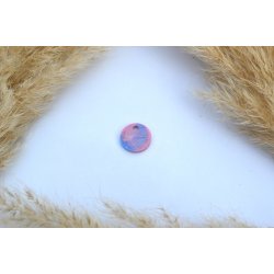 Hundetegn, mini rund, bl lilla og lyserd shimmer